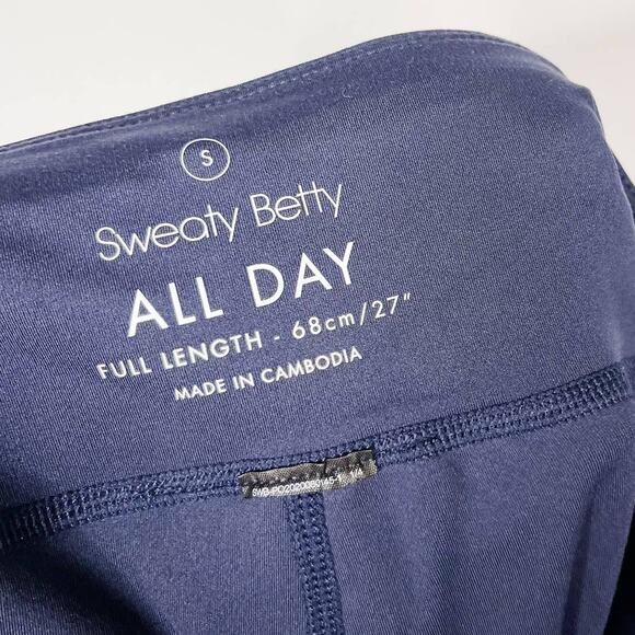 Sweaty Betty Small S Navy Blue All Day Ruched Hem 7/8 Length Leggings Workout - Picture 8 of 11